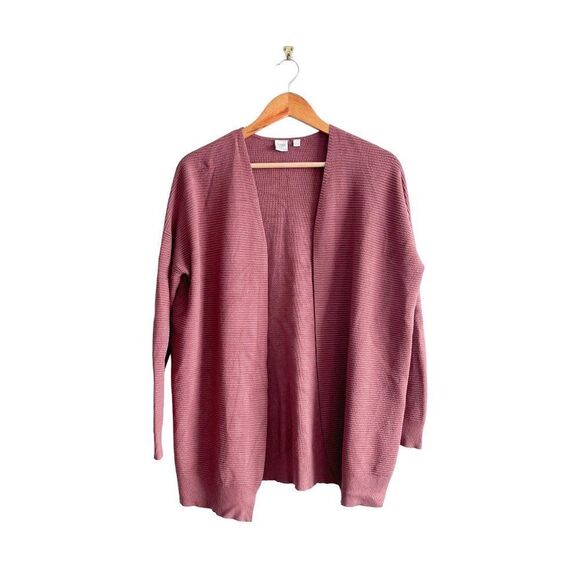 Simons Twik Women's Cardigan Open Knit Textured Long Sleeved Dusty Rose Size M - Picture 1 of 8